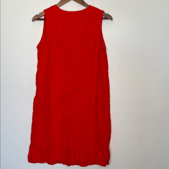 Croft & Barrow Embroidered Splitneck Linen Blend Dress Lava Flames Orange Size M - Picture 3 of 6
